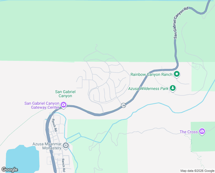 map of restaurants, bars, coffee shops, grocery stores, and more near 26 Whispering Willow Court in Azusa