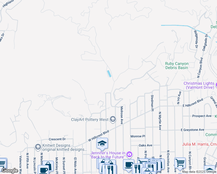 map of restaurants, bars, coffee shops, grocery stores, and more near 537 Cloverleaf Drive in Monrovia
