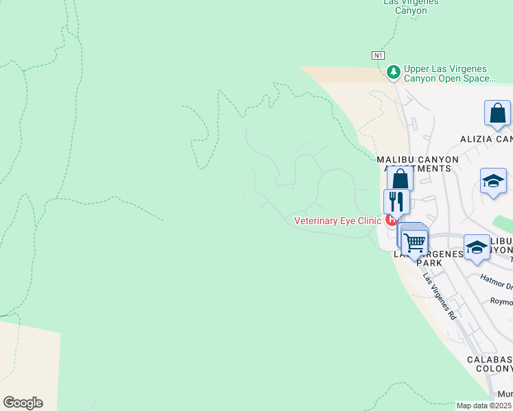 map of restaurants, bars, coffee shops, grocery stores, and more near 5715 Calais Court in Calabasas