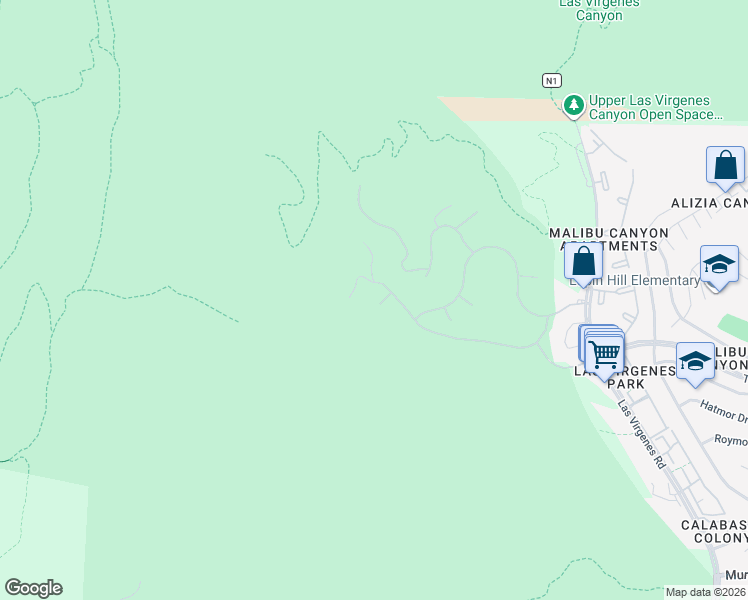 map of restaurants, bars, coffee shops, grocery stores, and more near 5715 Calais Court in Calabasas