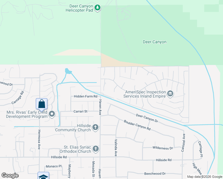 map of restaurants, bars, coffee shops, grocery stores, and more near 5056 Calypso Court in Rancho Cucamonga