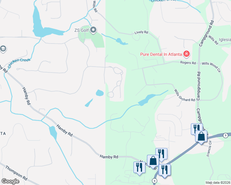 map of restaurants, bars, coffee shops, grocery stores, and more near 5061 Kings Close in Alpharetta