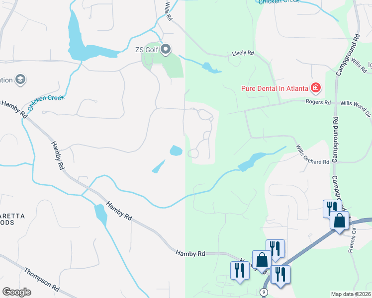 map of restaurants, bars, coffee shops, grocery stores, and more near 3940 Cottage Park Court in Alpharetta