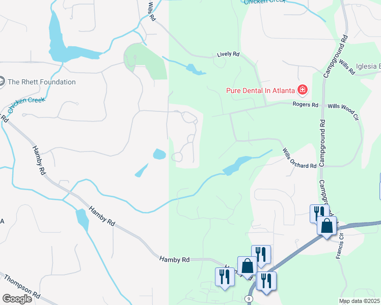 map of restaurants, bars, coffee shops, grocery stores, and more near 3830 Cottage Drive in Alpharetta