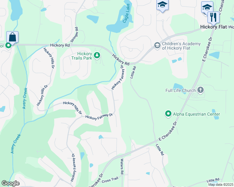 map of restaurants, bars, coffee shops, grocery stores, and more near 4021 Hickory Fairway Dr in Woodstock