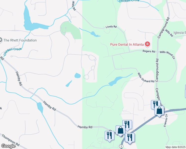 map of restaurants, bars, coffee shops, grocery stores, and more near 3830 Cottage Drive in Alpharetta