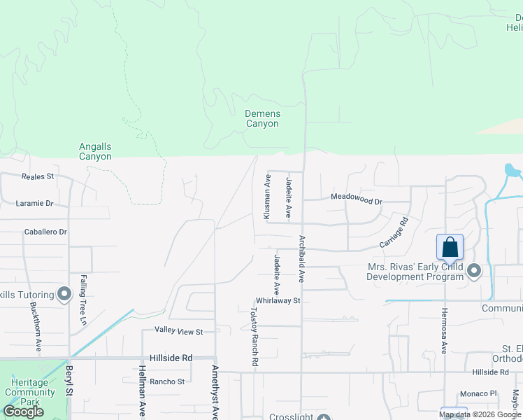 map of restaurants, bars, coffee shops, grocery stores, and more near 5038 Klusman Avenue in Rancho Cucamonga