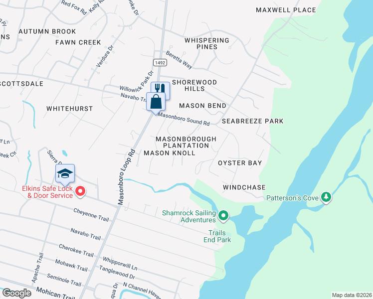 map of restaurants, bars, coffee shops, grocery stores, and more near 4133 Donnelly Lane in Wilmington