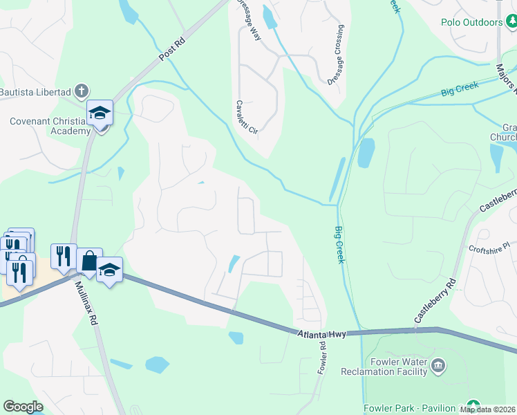 map of restaurants, bars, coffee shops, grocery stores, and more near 4975 Brierstone Drive in Alpharetta