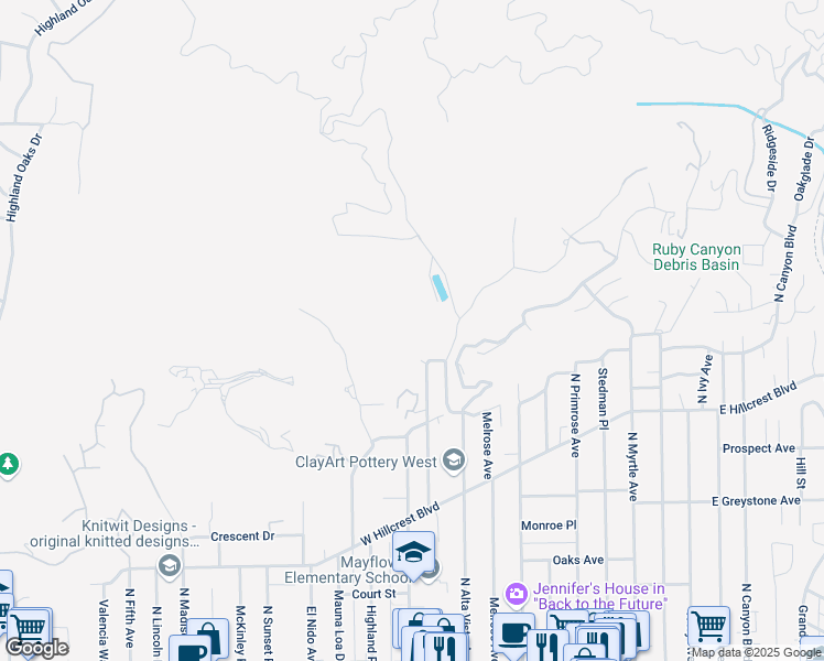 map of restaurants, bars, coffee shops, grocery stores, and more near 537 Cloverleaf Drive in Monrovia
