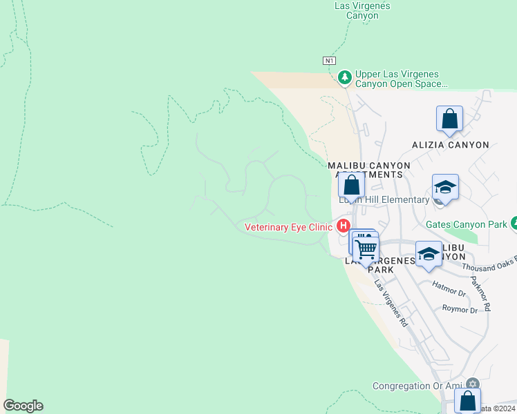 map of restaurants, bars, coffee shops, grocery stores, and more near 26803 Mont Calabasas Drive in Calabasas