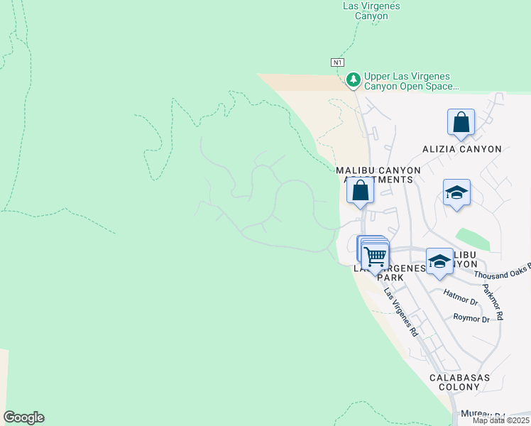map of restaurants, bars, coffee shops, grocery stores, and more near 26803 Mont Calabasas Drive in Calabasas