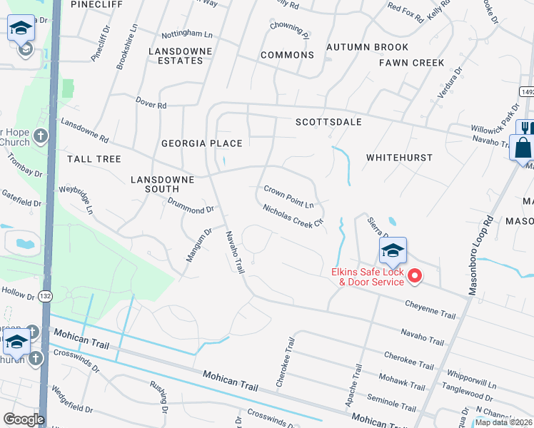 map of restaurants, bars, coffee shops, grocery stores, and more near 5149 Nicholas Creek in Wilmington