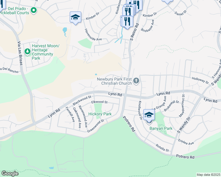 map of restaurants, bars, coffee shops, grocery stores, and more near 816 Alderdale Court in Thousand Oaks