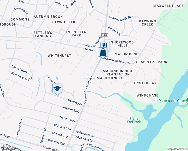 map of restaurants, bars, coffee shops, grocery stores, and more near 4104 Purviance Court in Wilmington
