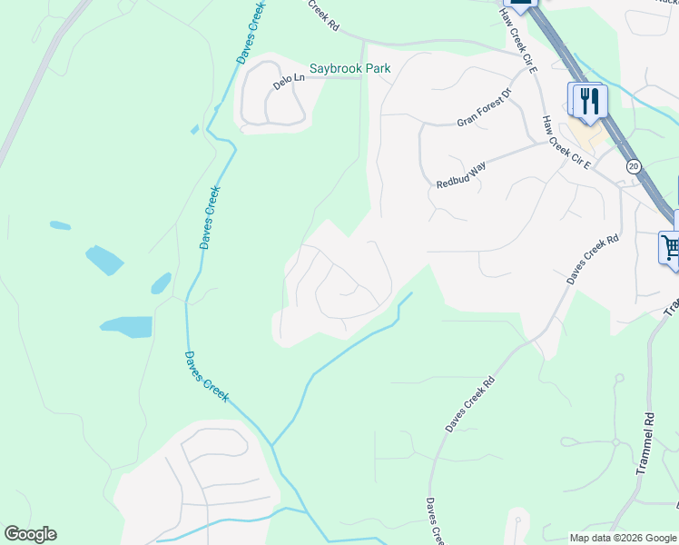 map of restaurants, bars, coffee shops, grocery stores, and more near 1530 Horseshoe Creek Lane in Cumming
