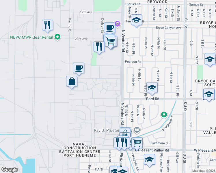 map of restaurants, bars, coffee shops, grocery stores, and more near in Port Hueneme