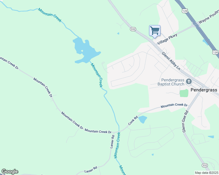 map of restaurants, bars, coffee shops, grocery stores, and more near 517 Starbuck Parkway in Pendergrass