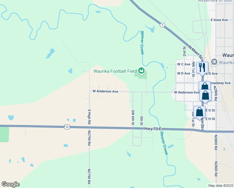 map of restaurants, bars, coffee shops, grocery stores, and more near 911 West Anderson Avenue in Waurika