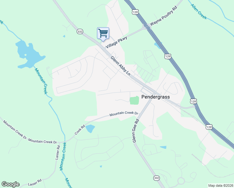 map of restaurants, bars, coffee shops, grocery stores, and more near 287 Church Street in Pendergrass