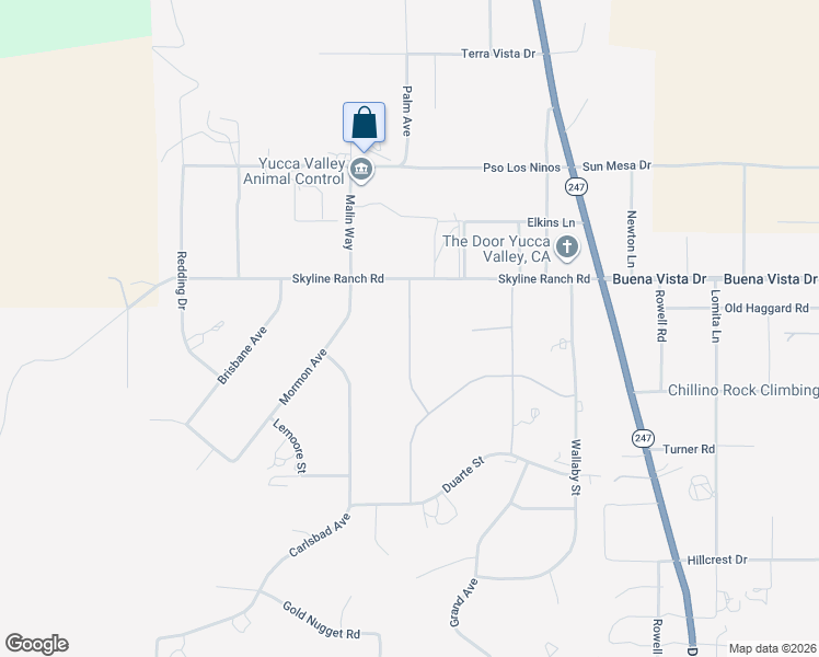 map of restaurants, bars, coffee shops, grocery stores, and more near Canton Street in Yucca Valley