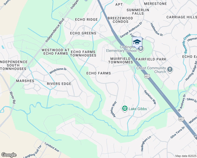 map of restaurants, bars, coffee shops, grocery stores, and more near 3953 Appleton Way in Wilmington