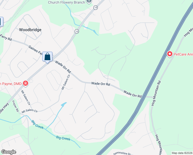 map of restaurants, bars, coffee shops, grocery stores, and more near 6137 Wade Orr Road in Flowery Branch