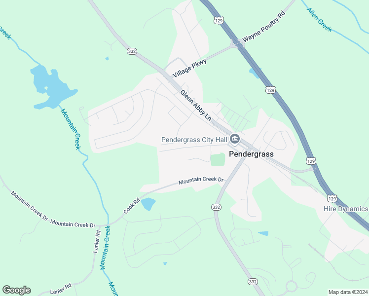 map of restaurants, bars, coffee shops, grocery stores, and more near 329 Church Street in Pendergrass