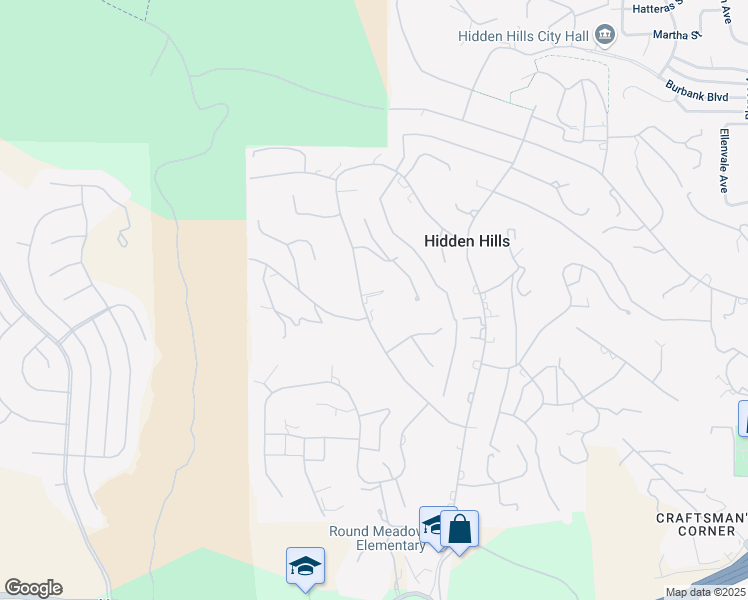 map of restaurants, bars, coffee shops, grocery stores, and more near 5484 Jed Smith Road in Hidden Hills