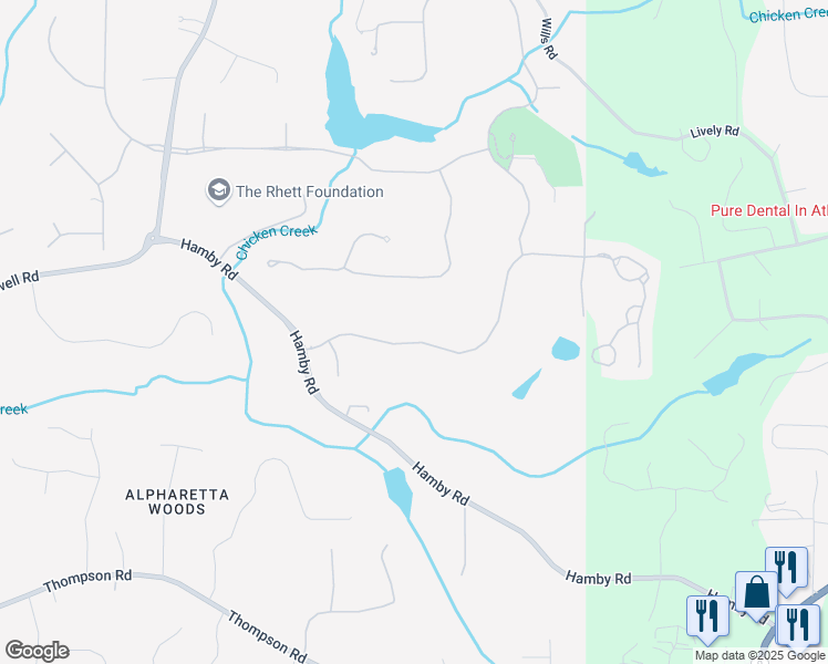 map of restaurants, bars, coffee shops, grocery stores, and more near 3084 Watsons Bend in Alpharetta