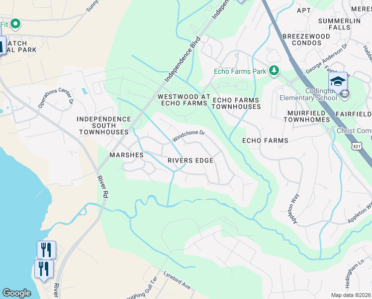 map of restaurants, bars, coffee shops, grocery stores, and more near in Wilmington