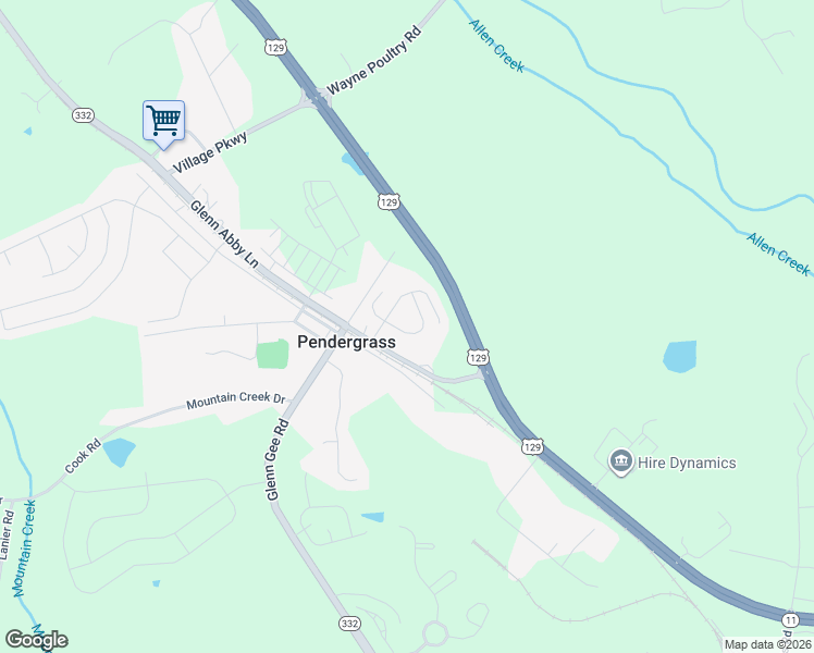 map of restaurants, bars, coffee shops, grocery stores, and more near 26 Seed Lane in Pendergrass