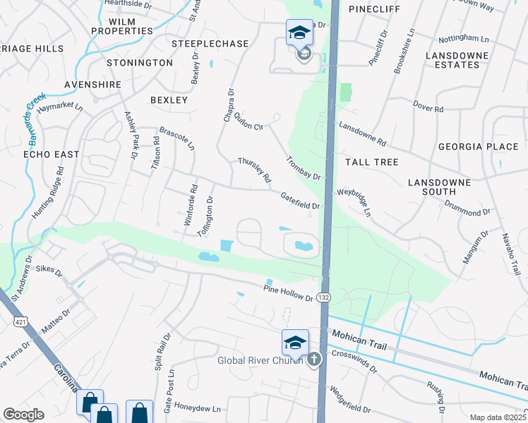 map of restaurants, bars, coffee shops, grocery stores, and more near 4504 Tesla Park Drive in Wilmington