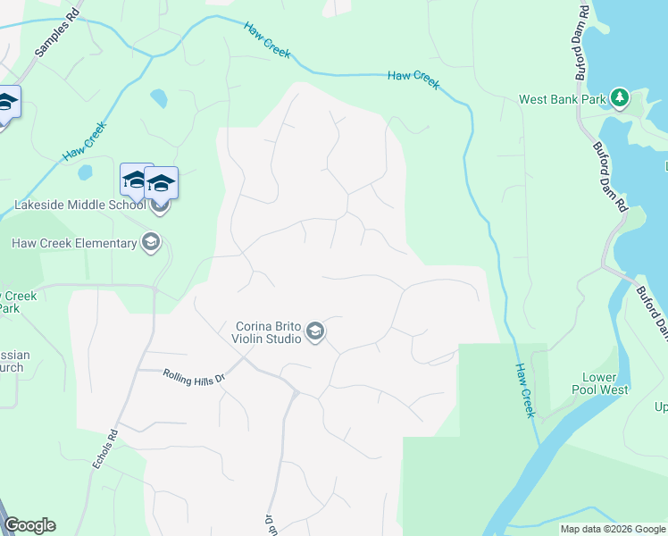 map of restaurants, bars, coffee shops, grocery stores, and more near 4890 North Point Way in Cumming