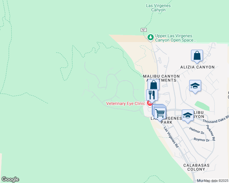 map of restaurants, bars, coffee shops, grocery stores, and more near 26743 Mont Calabasas Drive in Calabasas