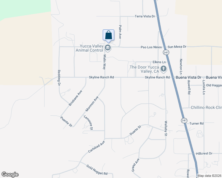 map of restaurants, bars, coffee shops, grocery stores, and more near 4965 Mormon Avenue in Yucca Valley