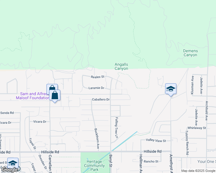 map of restaurants, bars, coffee shops, grocery stores, and more near 9084 Laramie Drive in Rancho Cucamonga