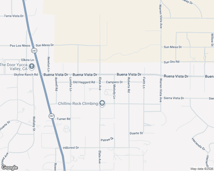 map of restaurants, bars, coffee shops, grocery stores, and more near 57345 Old Haggard Road in Yucca Valley