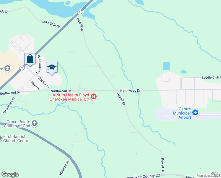 map of restaurants, bars, coffee shops, grocery stores, and more near 485 Northwood Drive in Centre