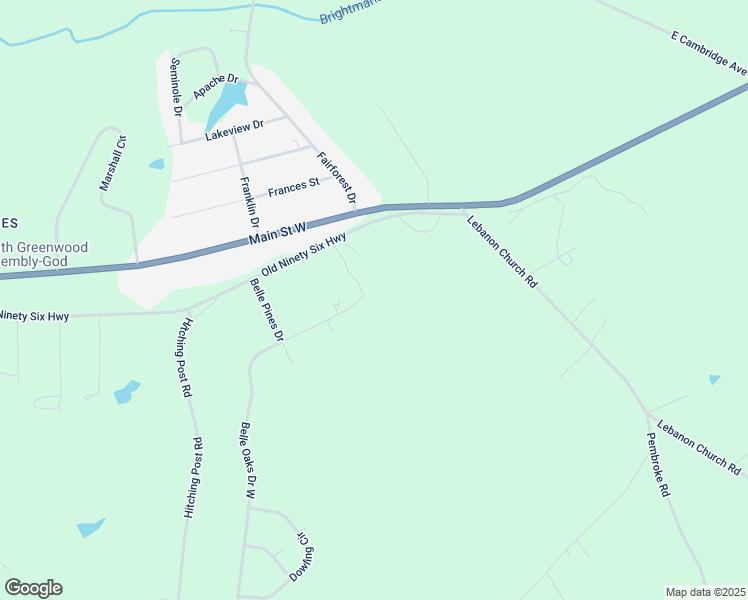 map of restaurants, bars, coffee shops, grocery stores, and more near 112 Belle Oaks Drive East in Greenwood