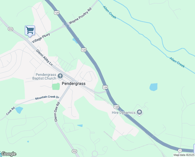 map of restaurants, bars, coffee shops, grocery stores, and more near 249 Wynn Way in Pendergrass
