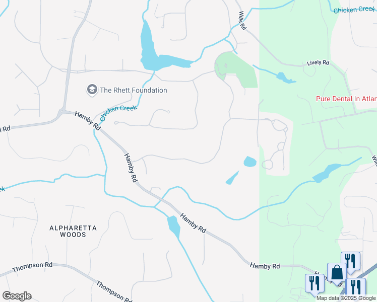 map of restaurants, bars, coffee shops, grocery stores, and more near 3084 Watsons Bend in Alpharetta