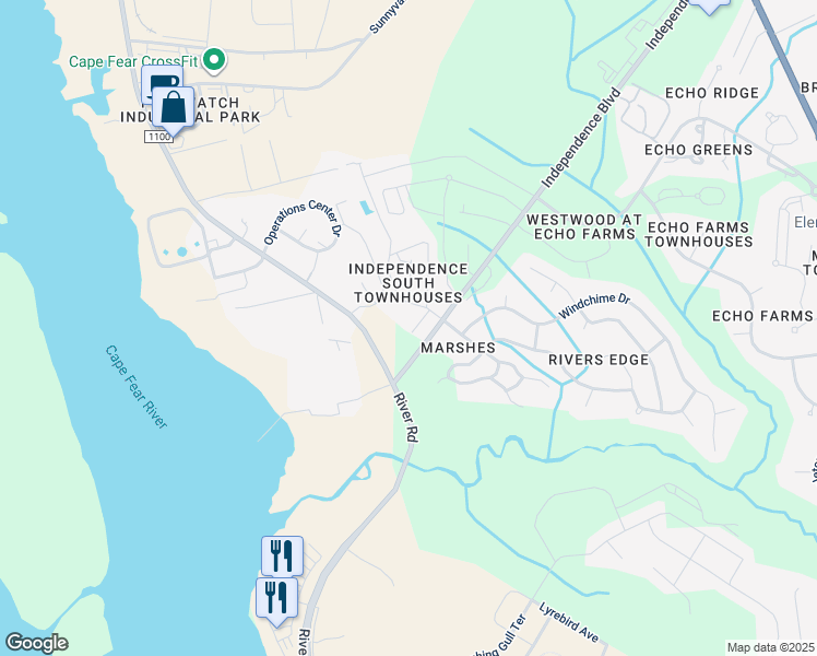 map of restaurants, bars, coffee shops, grocery stores, and more near 3918 Spicetree Drive in Wilmington