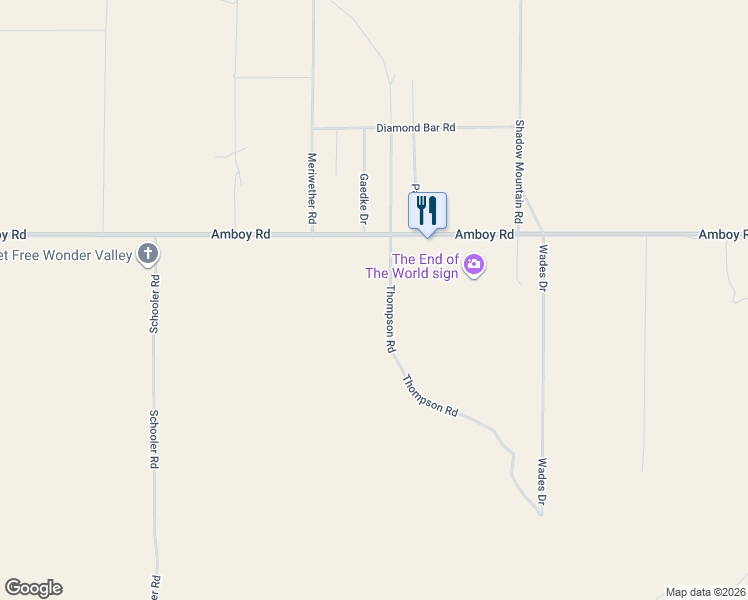 map of restaurants, bars, coffee shops, grocery stores, and more near Thompson Road in San Bernardino County