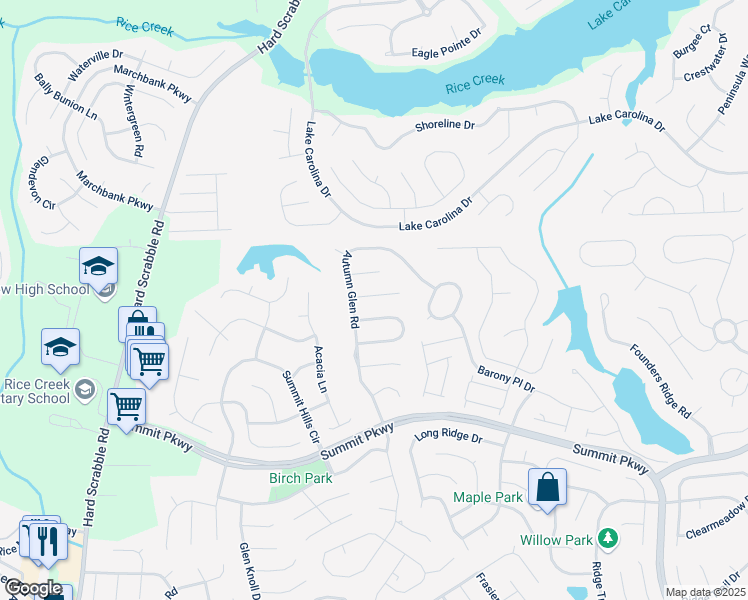 map of restaurants, bars, coffee shops, grocery stores, and more near 8 Sterling Ridge Court in Columbia