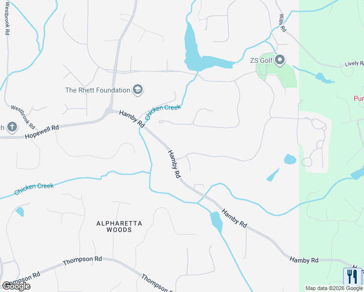 map of restaurants, bars, coffee shops, grocery stores, and more near 3004 Watsons Bend in Alpharetta