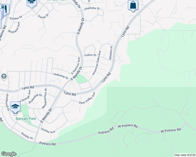 map of restaurants, bars, coffee shops, grocery stores, and more near 786 Maplewood Court in Thousand Oaks