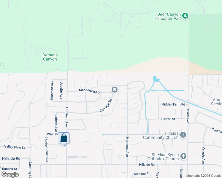 map of restaurants, bars, coffee shops, grocery stores, and more near 5033 Carriage Road in Rancho Cucamonga