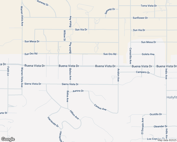 map of restaurants, bars, coffee shops, grocery stores, and more near 58247 Buena Vista Drive in Yucca Valley