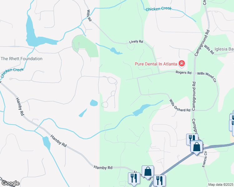 map of restaurants, bars, coffee shops, grocery stores, and more near 3635 Cottage Drive in Alpharetta